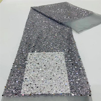 Usine Vente Tissu Brodé De Perles Irisé Perle Dentelle Maille Brillant Sequin Broderie Tulle Tissu pour Femme Soirée Robe De Soirée