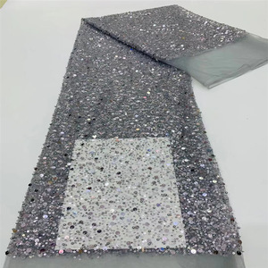 Usine Vente Tissu Brodé De <span class=keywords><strong>Perles</strong></span> Irisé Perle Dentelle Maille Brillant Sequin Broderie Tulle Tissu pour Femme Soirée Robe De Soirée - Product Image 4