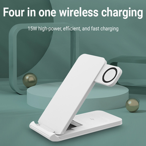 Biểu Tượng Tùy Chỉnh Xách Tay 4-In-1 30W Sạc Không Dây Điện Thoại Di Động Đứng Đa Chức Năng Đứng Sạc Màu Xanh Răng Tai Nghe Adapter - Product Image 2