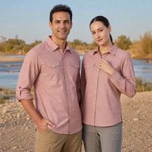 Chemise de pêche à séchage rapide Western à manches longues avec revers enroulable, fente dorsale et boutons pression nacrés, idéale pour le travail en extérieur et le ranch, personnalisable avec logo - Product Image 2