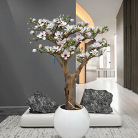 Haute qualité artificielle intérieur fleur de cerisier bonsaï arbre verdure Style Pot planteur pour chambre mur décor maison jardin ornement