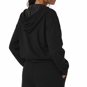 Sudadera con capucha recortada con cremallera para mujer con logotipo personalizado Sudadera con capucha de chándal con cremallera de algodón 100% para mujer - Product Image 3