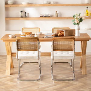 Comodo tempo libero Vintage argento cromato gambe in metallo Rattan retro <span class=keywords><strong>Cesca</strong></span> sedie da cucina - Product Image 3