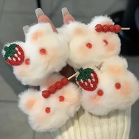 Épingle à cheveux lapin en peluche fraise cerise enrobée de sucre, pince moelleuse mignonne pour filles, idéale pour l'automne et l'hiver, garnie de coton PP, 0-10cm