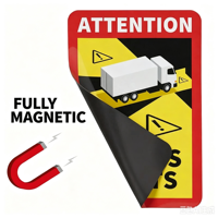 Avertisseur d'angle mort magnétique / Autocollant de sécurité entièrement magnétique haute visibilité pour camions, fourgonnettes et véhicules de plus de 3,5T