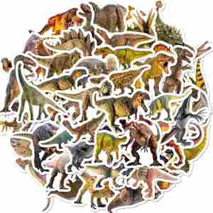 Waterproof Vinyl Dino Water Bottle Scrapbook Laptop Skateboard Computer 50pcs Jurassic Dinosaur Stickers - Product Image 1