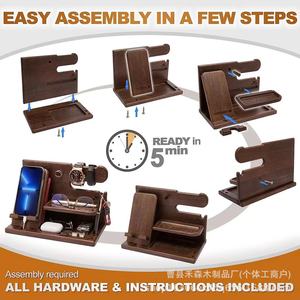 Organizador de escritorio de madera con soporte para reloj, teléfono, gafas y llaves, estante de almacenamiento para uso en el hogar y la oficina - Product Image 2