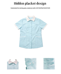 Haut de blouse médicale à manches courtes personnalisé OEM ODM pour femmes, uniforme d'infirmière - Product Image 4