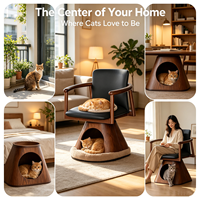 Lit pour chien et chat en bois massif, canapé, chaise, coussin amovible et lavable, nid caché pour animaux de compagnie, meubles multifonctionnels pour animaux de compagnie, gain de place, pour l'intérieur