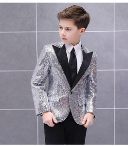 Traje de lentejuelas colorido para niños Danza Piano Actuación Niño Guapo Anfitrión Vestido de actuación brillante - Product Image 1