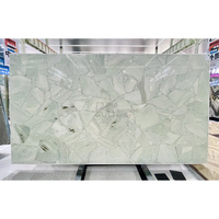 Luxe Lumière Transparent Naturel Translucide Pierre Marbre Bleu Grandes Dalles Panneau Mural Moderne pour Comptoirs De Cuisine Salon