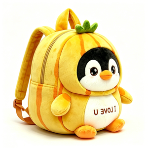 Mochila de pingüino con diseño de frutas, mochila de pingüino de peluche con diseño de piña, mochila de pingüino con rayas amarillas, mochila de pingüino de dibujos animados, mochila de animal lindo - Product Image 4