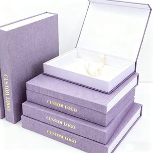 Caja de regalo magnética con cubierta de lino estilo libro, con cinta, personalizable según la demanda - Product Image 5