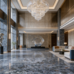 Dalle de granit bleu Bahama poli, pierre naturelle moderne de qualité supérieure, coupée sur mesure, garantie 1 an pour usage extérieur, design graphique - Product Image 5