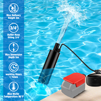 Adaptateur de pompe à eau pour batterie Li-ion Milwaukee M18 18V, pompe à eau submersible 120W 635GPH, pompe utilitaire pour piscines, jardins