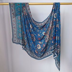 Ultimo Modello Sharut di Hijab <span class=keywords><strong>Elegante</strong></span> in Chiffon con Stampa Floreale <span class=keywords><strong>Blu</strong></span>, Morbido e Traspirante per Donne Musulmane - Product Image 5