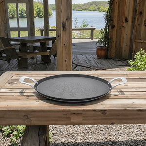 Sartén Tawa sin recubrimiento de acero al carbono con asas dobles de metal para <span class=keywords><strong>Pizza</strong></span> Crepe Dosa Roti & Budare Paw Bhaji-Uso doméstico sostenible - Product Image 2