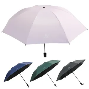 手动打开紫色3折，接受带毛巾袋的紧凑型雨伞/