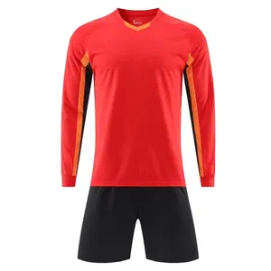 Nhà Máy Trung Quốc Bán Buôn Thoáng Khí Màu Đỏ Dài Tay Áo Bóng Đá Mặc Uniforme Bóng Đá Tracksuit