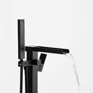 Robinet <span class=keywords><strong>de</strong></span> baignoire moderne sur pied UPC, monocommande, cartouche céramique, finition noire, eau chaude et froide, en laiton massif, pour <span class=keywords><strong>douche</strong></span> - Product Image 2