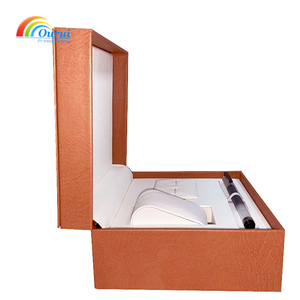 Coffret Cadeau Luxe en Cuir PU Marron Personnalisable avec Logo pour Montre, Stylo et Boutons de Manchette, Boîte à Rabat avec Insert en Cuir, Vente Directe Usine - Product Image 3