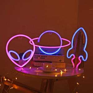 Décoration de chambre d'enfant sur le thème de l'espace, néon cool extraterrestre, <span class=keywords><strong>lampe</strong></span> néon USB, <span class=keywords><strong>lampe</strong></span> de nuit néon rose et bleue, décoration murale, éclairage intérieur - Product Image 2