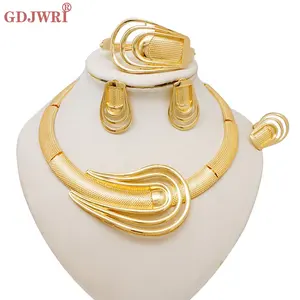 GDJWRI BJ1253 luxury tassel wedding women 18k gold dubai earrings and traditional necklace Gold jewelry sets