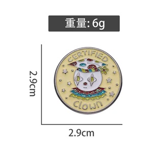Broche redondo <span class=keywords><strong>de</strong></span> Metal a <span class=keywords><strong>la</strong></span> moda, accesorios <span class=keywords><strong>de</strong></span> ropa, alfileres esmaltados, certificado personalizado, alfiler esmaltado suave duro <span class=keywords><strong>de</strong></span> payaso para bolsos, venta al por mayor - Product Image 6
