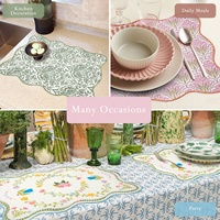 Style frais couleur vive plante florale fruits imprimé napperon fête cuisine décor à la maison résistant à la chaleur couverture de Table