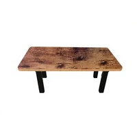 Table basse en bois massif de style moderne faite à la main avec base en métal pliable, table basse pour salon ou restaurant