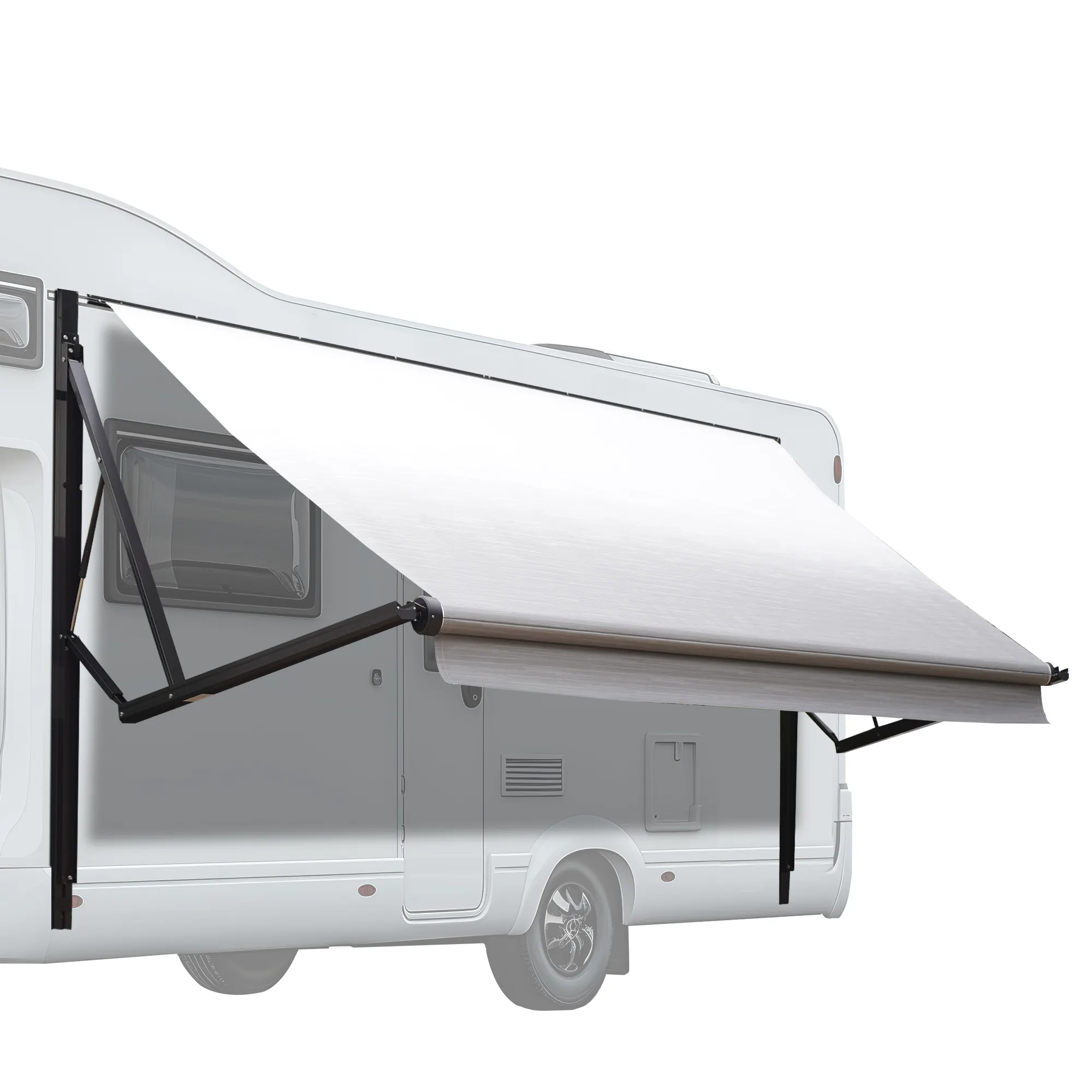 Awnlux tenda da sole per camper a 5 ruote con rimorchio retrattile modulare motorizzato bianco con tessuto blu oceano