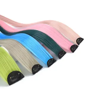 बालों के विस्तार पर 60 सेमी लंबी सीधी बहु रंग सिंथेटिक क्लिप, लड़कियों के लिए एक टुकड़ा बाल सहायक