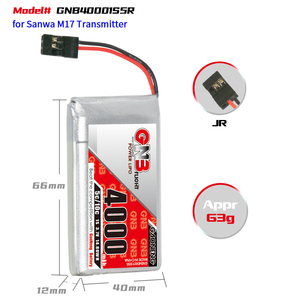 GAONENG GNB 4000mah 1S 5C 10C 3.7V JR Connector RC LiPo <b>Battery</b> for Sanwa M17 Transmitter Receiver - Product Image 3