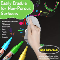Marqueur de craie liquide effaçable sans poussière à pointe oblique, 46 couleurs vives, en stock usine