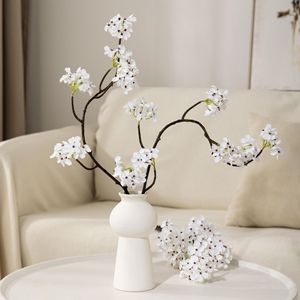 Branche de fleur de poirier artificielle Meng Jie, fleur en soie blanche et rose pour la décoration de la maison, mariage, arrangement floral - Product Image 2