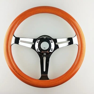 Universal madera azul metálico de cromo 6 perno 350mm racha estilo volante del coche de carreras - Product Image 2