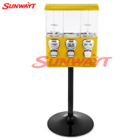 Distributeur automatique de bonbons et de chewing-gums SUNWAYT SW-ZG0 à monnayeur, triple compartiment, 110/220V, personnalisable, usage commercial, version anglaise