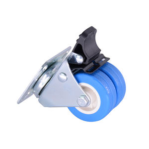 MW 3 Zoll obere Platte drehbar Doppel rad blau PVC Zwillinge Lenkrad mit Bremst isch rad - Product Image 4