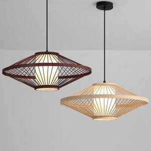 OEM Bamboo Rattan Motion <b>Lights</b> <b>Diffuser</b> Basket Pendant <b>with</b> Plant Stake Plug-in Chandeliers & Pendant <b>Lights</b> - Product Image 4