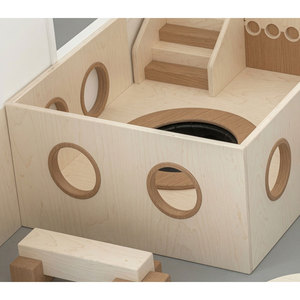 Aire de jeux intérieure en bois avec mur d'escalade et piscine à balles pour enfants - Product Image 4