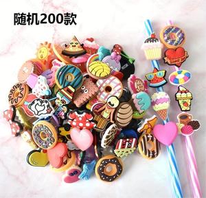 Mới bán buôn ngẫu nhiên 200 đầy màu sắc rơm Topper bao gồm rơm bìa dễ thương PVC thiết lập tập tin đính kèm rơm Topper - Product Image 1