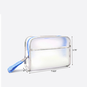 Pochette de toilette transparente givrée avec fermeture éclair, sac à maquillage réutilisable pour femmes, organiseur de trousse de toilette de voyage - Product Image 1