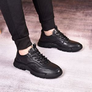 Zapatos de Vestir para Hombre, Negros, Punta Cuadrada, Ligeros, Transpirables, para Oficina y Eventos, Primavera-Verano, Cuero de Grano Completo - Product Image 1