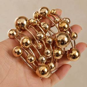 Nouvelle Arrivée Mode Vente en Gros à Prix Abordable Nouveaux Bracelets Chunky Unisexe Élastiques Géométriques Vintage en Alliage d'Or 18 carats et Argent, Style Punk avec Boules - Product Image 5