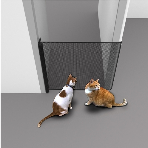 Retractable Solid Pattern Pet Safety Gate with Mesh Lock for Stairs and Doorways for Cats & Dogs