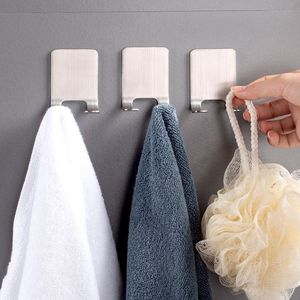 Crochets muraux pour serviettes en acier inoxydable, finition brossée rectangulaire, gain de place dans la salle de bain, design minimaliste durable - Product Image 1