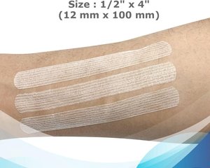 Qichuang เทปปิดแผลผิวแบบฉุกเฉิน, แถบปิดแผลอุปกรณ์ปิดแผลชุดซ่อมแผล12x100mm - Product Image 1
