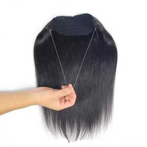Extensiones de Cabello Halo, Cabello Humano Virgen Remy, Extensiones de Cabello Halo Negras Invisibles, Negro Natural, Cómodas para Uso Diario - Product Image 4