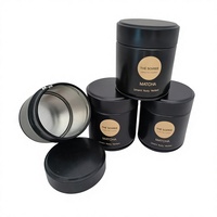 Boîtes en étain noir mat pour le stockage des aliments - forme ronde, bouchon à vis pour le thé, la poudre de matcha, les bonbons et le chocolat