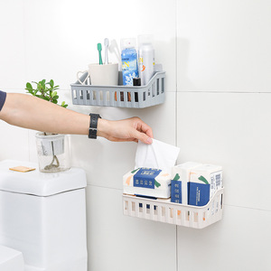 Étagère suspendue minimaliste en plastique 26x12x9 cm, panier de rangement multifonction pour cuisine, fixation murale sans perçage - Product Image 5